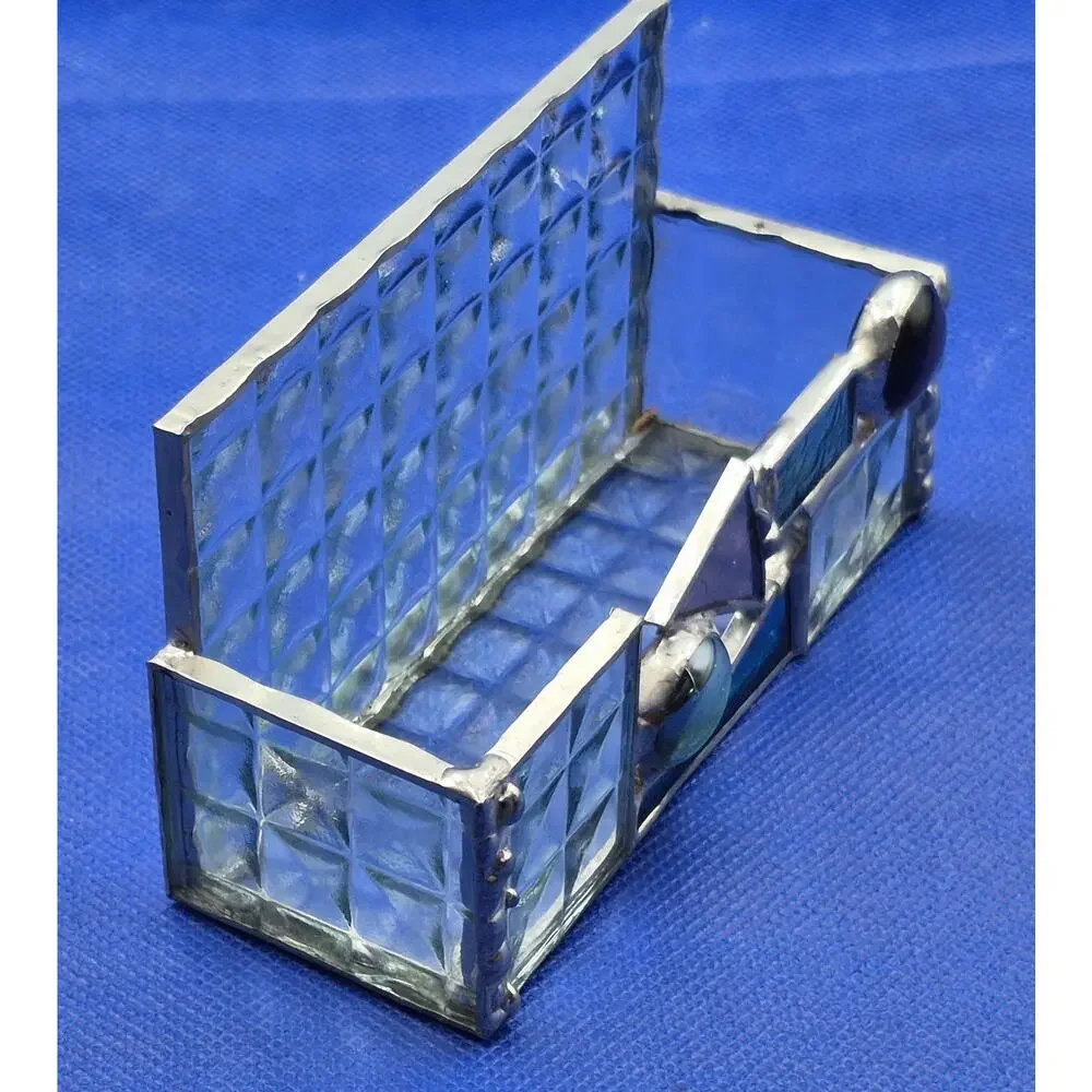 Small Stained Glass Beveled Glass Jewelry Trinket Card Box 4.5x2x3